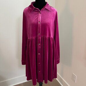 Women's Velour Dress, Fuchsia, Size S